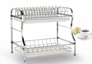 Kệ lưu trữ bằng thép không gỉ 2 tầng trên bánh xe Di chuyển miễn phí cho nhà bếp gia đình